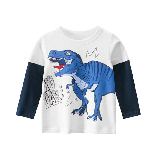 boys' base Dino shirt, children's long sleeved T-shirt