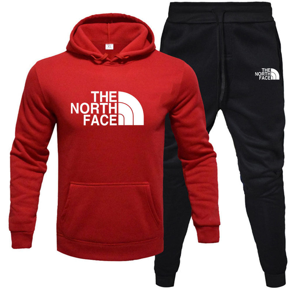 Men/womens The North Face pullover with fleece hoodie sweatshirt set printed casual sports set