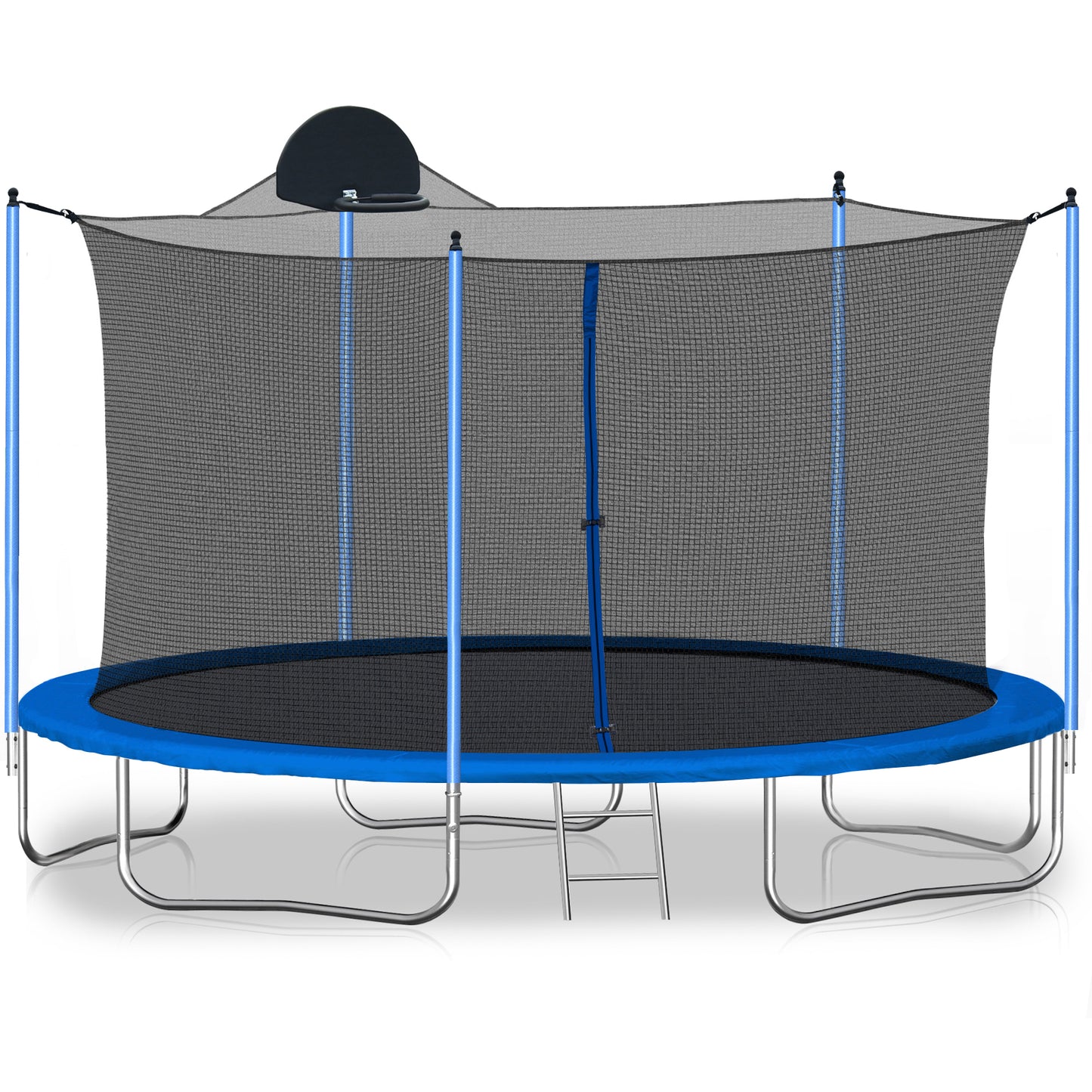 12FT Trampoline for Adults & Kids with Basketball Hoop, Outdoor Trampolines w/Ladder and Safety Enclosure Net for Kids and adult