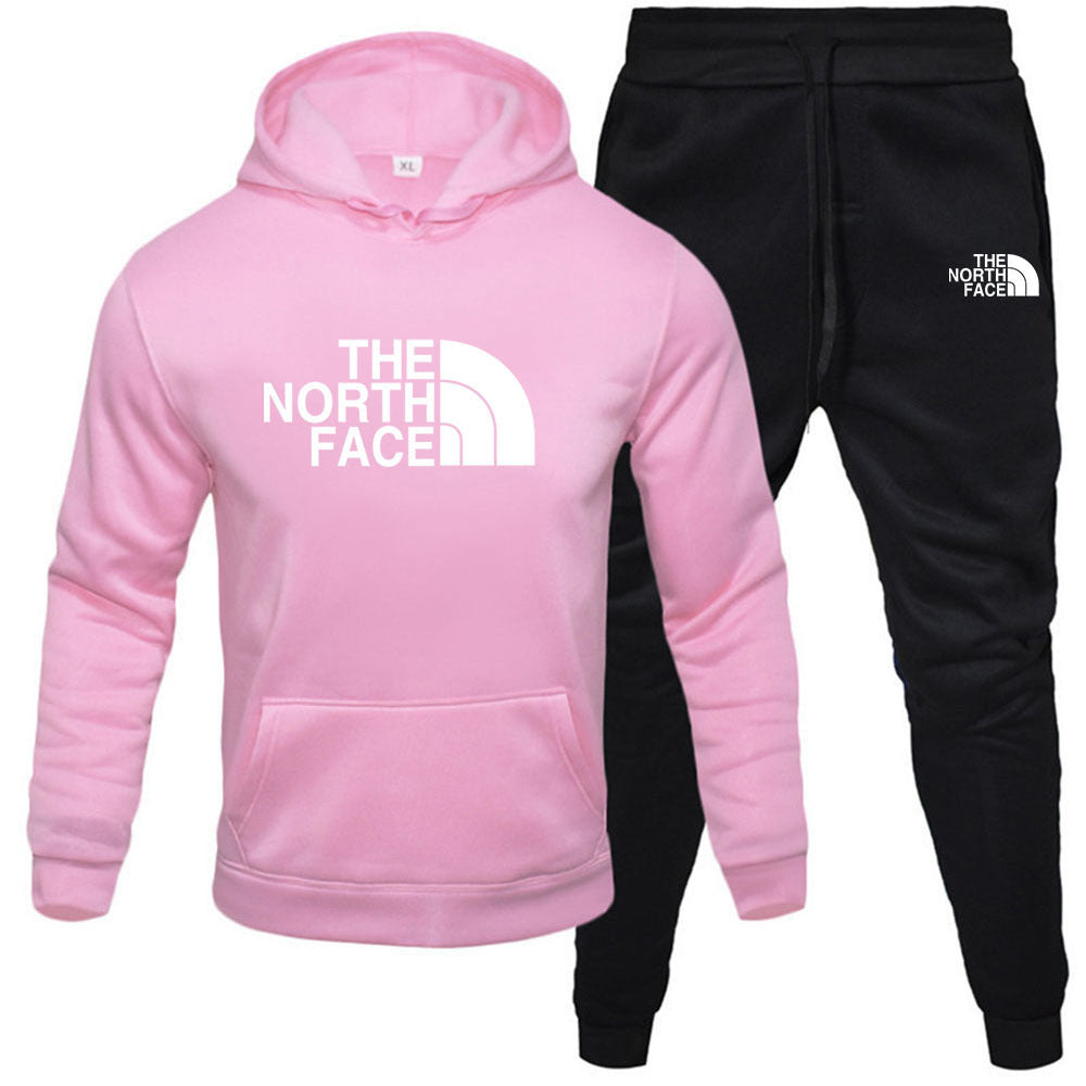 Men/womens The North Face pullover with fleece hoodie sweatshirt set printed casual sports set