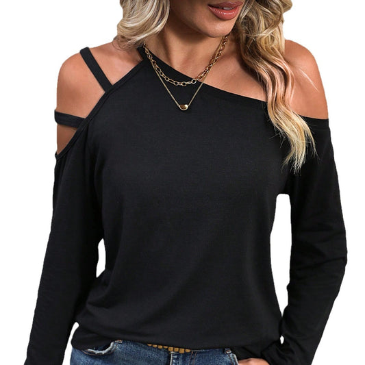 Women's minimalist and intellectual style off shoulder design versatile commuter top