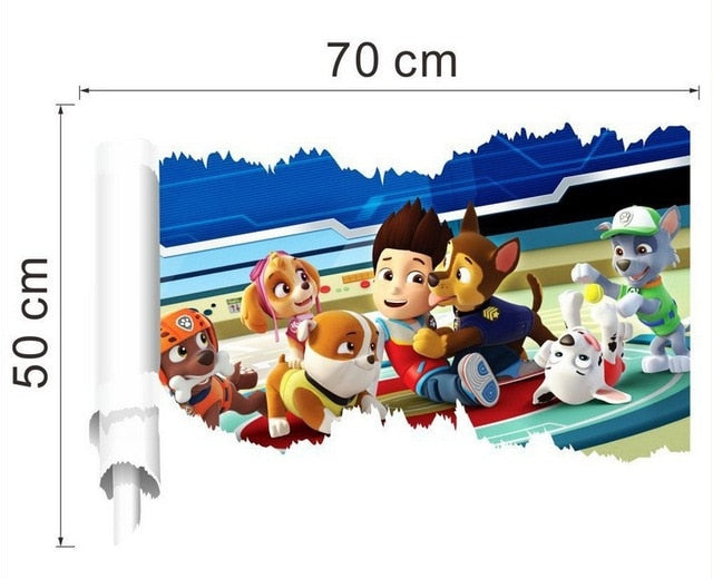 3D Ryder Patrol Anime Wall Decals Doggy Paws 3d Vinyl Stickers For Kids Rooms Decoration