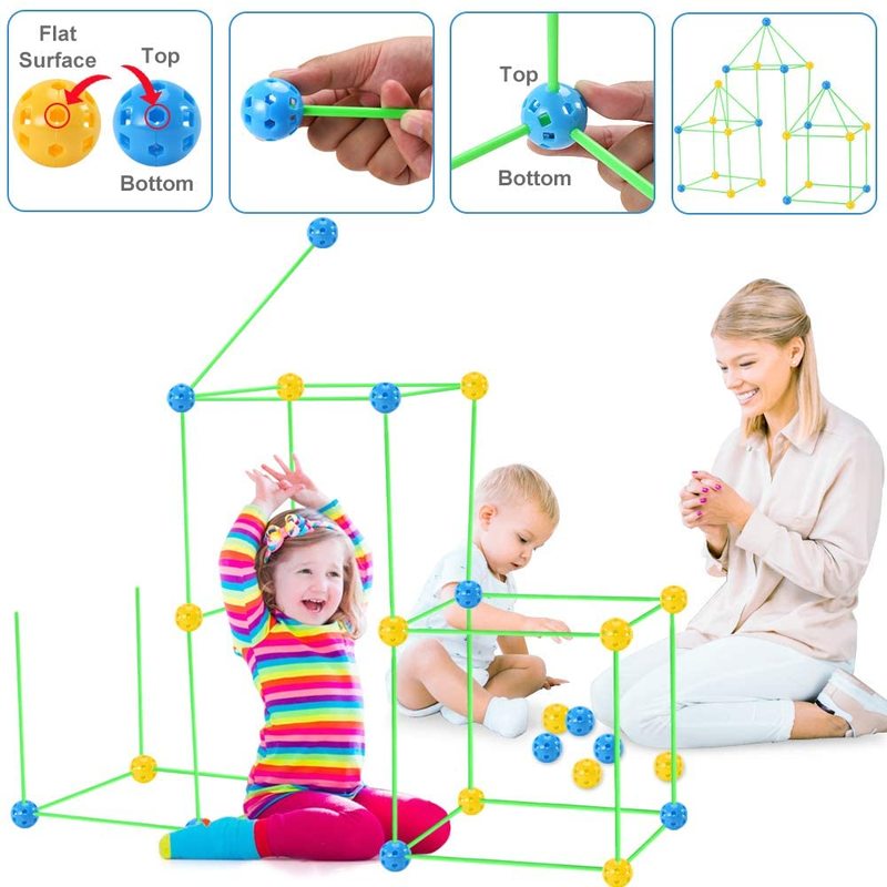 Kids Construction Fort Building Castles Tunnels Tents Kit DIY 3D Magination Cultivation Play House Assemble Toys Children Gifts