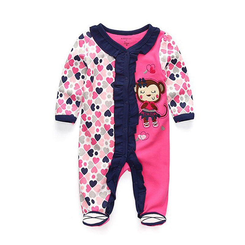 Newborn pure cotton double button crawling clothes baby jumpsuit children's clothing