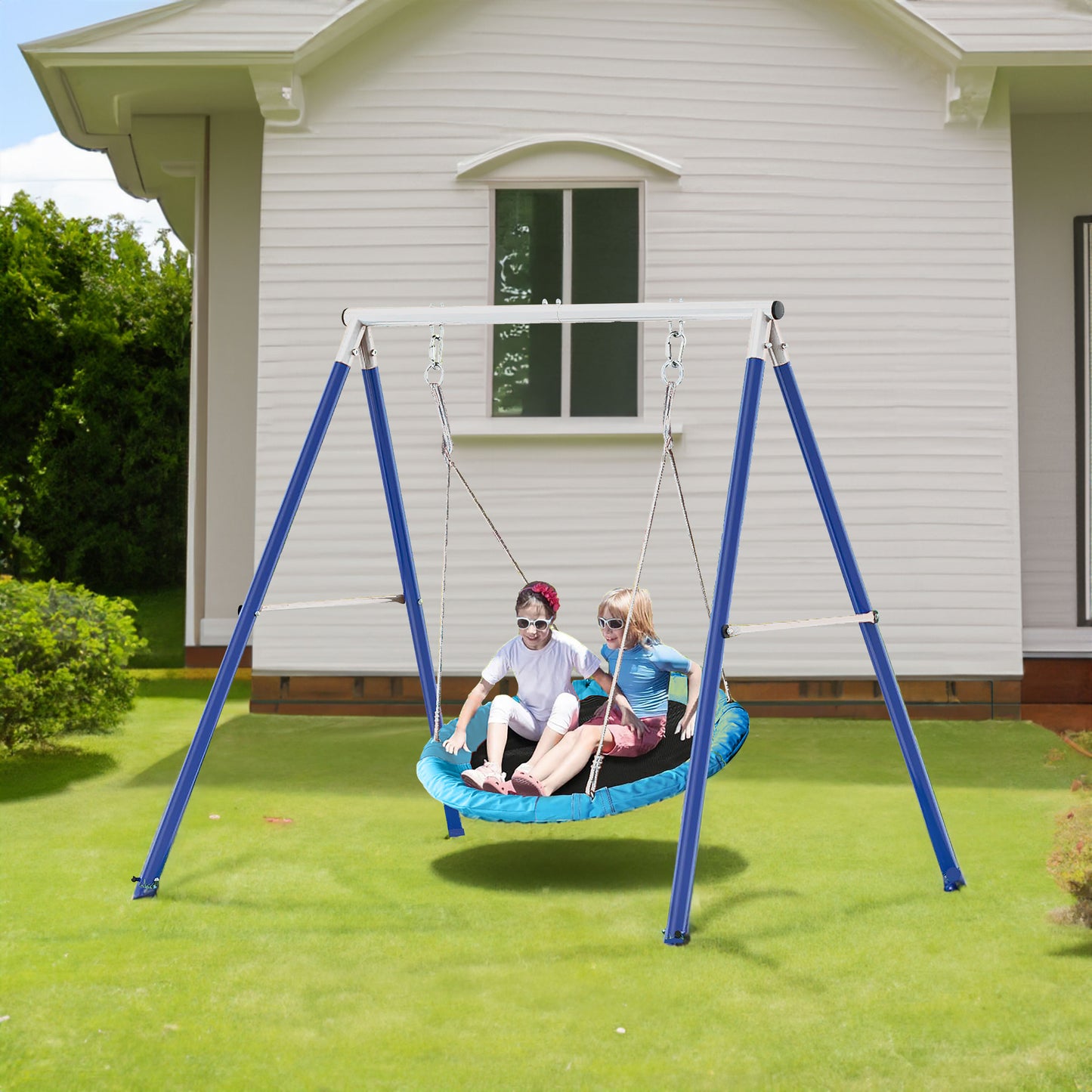 Metal Swing Stand With Saucer Outdoor Playground Metal Swing Set For Kids Outdoor Play Equipment