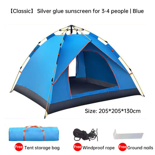 Quick-Deploy Outdoor Tent, Comfortably Accommodating 3-4 People on Camping Trips