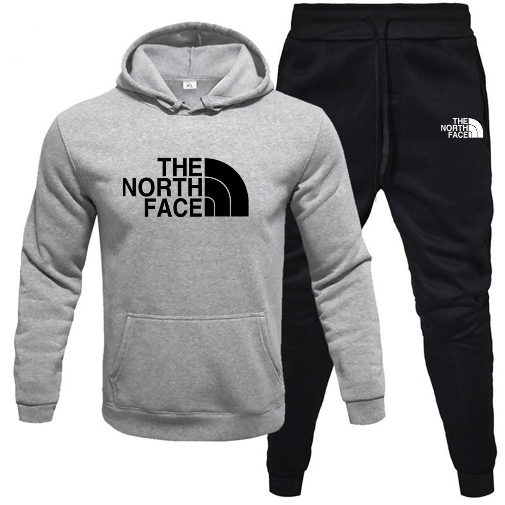 Men/womens The North Face pullover with fleece hoodie sweatshirt set printed casual sports set