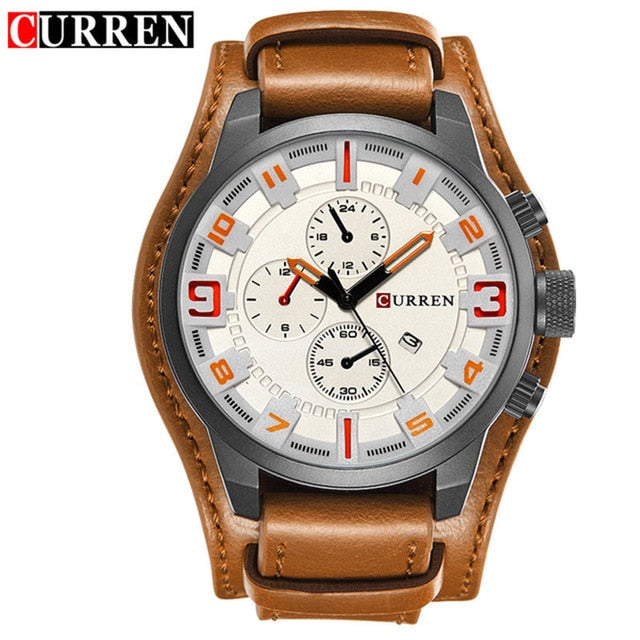 CURREN Mens Watches Military Sports Men Watch Quartz Date Clock Casual Leather Wrist Watch Relogio Masculino 8225