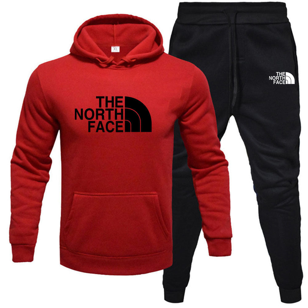 Men/womens The North Face pullover with fleece hoodie sweatshirt set printed casual sports set