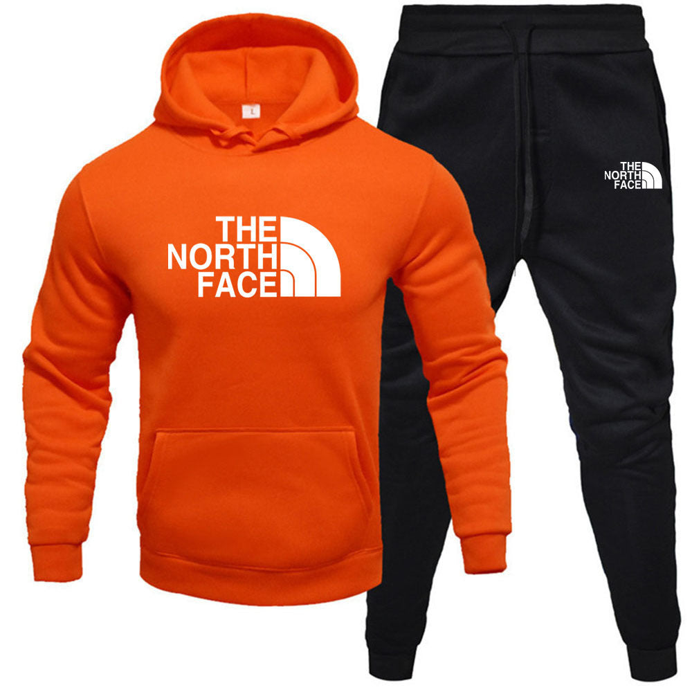 Men/womens The North Face pullover with fleece hoodie sweatshirt set printed casual sports set