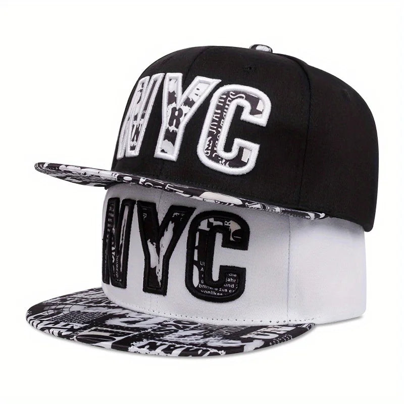 Flat brimmed hat street dance embroidery NYC hip-hop hat