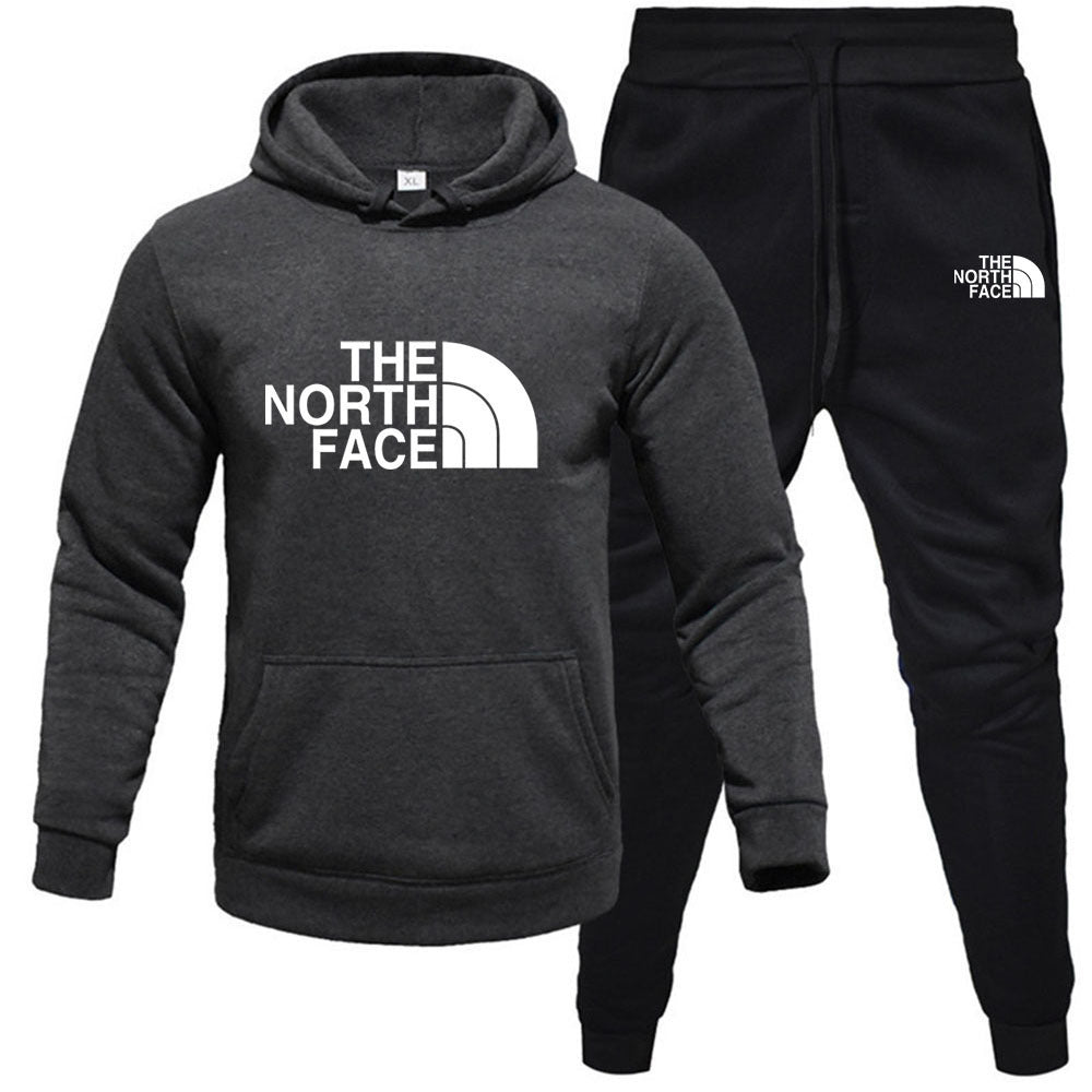 Men/womens The North Face pullover with fleece hoodie sweatshirt set printed casual sports set