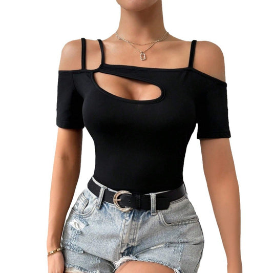 Minimally sexy camisole T-shirt with off shoulder design and short top