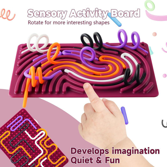 Sensory Activity Board, Silicone Calm Down Toy, Stress, Silent, Mindfulness For Kids 3+ Anxiety Relief, Sensory Board