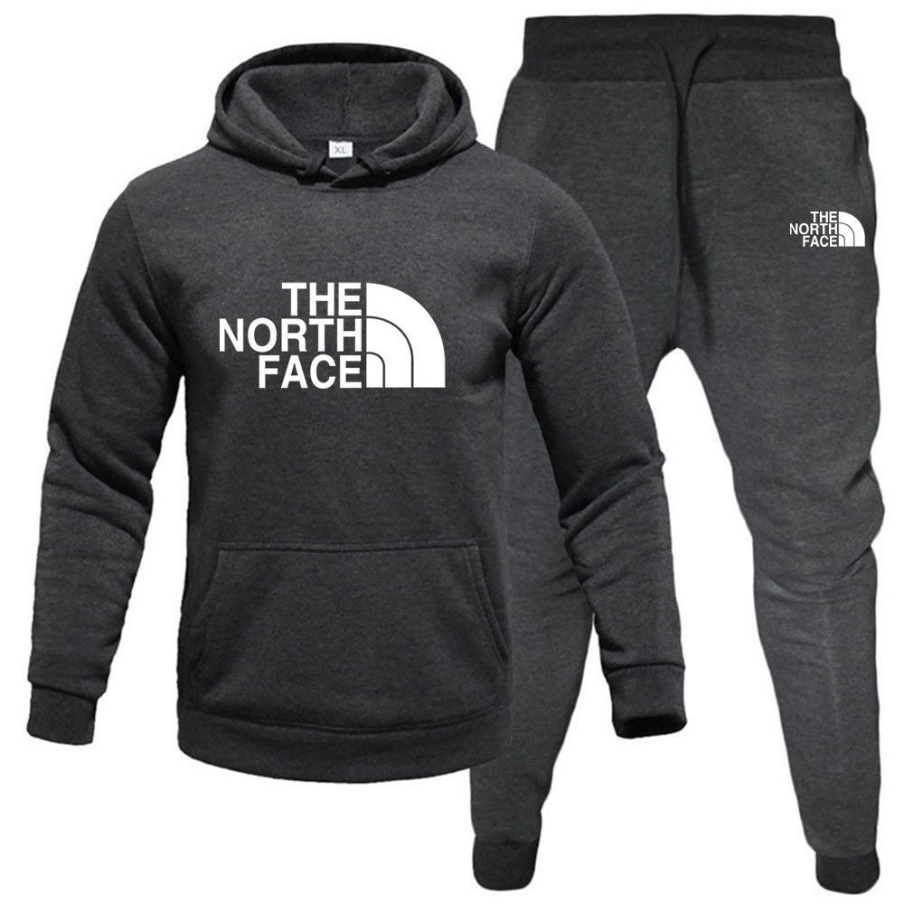 Men/womens The North Face pullover with fleece hoodie sweatshirt set printed casual sports set