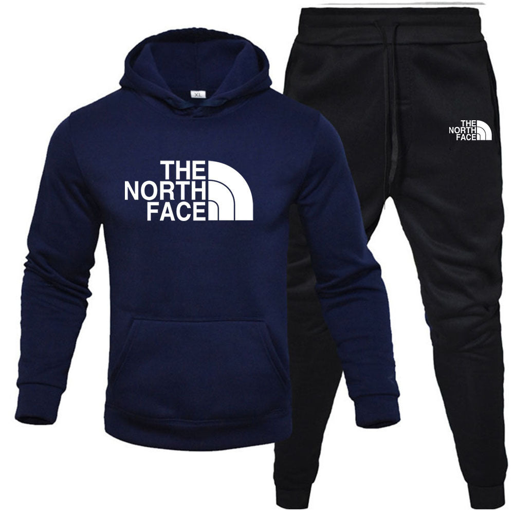 Men/womens The North Face pullover with fleece hoodie sweatshirt set printed casual sports set