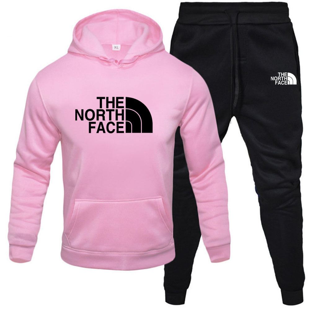 Men/womens The North Face pullover with fleece hoodie sweatshirt set printed casual sports set