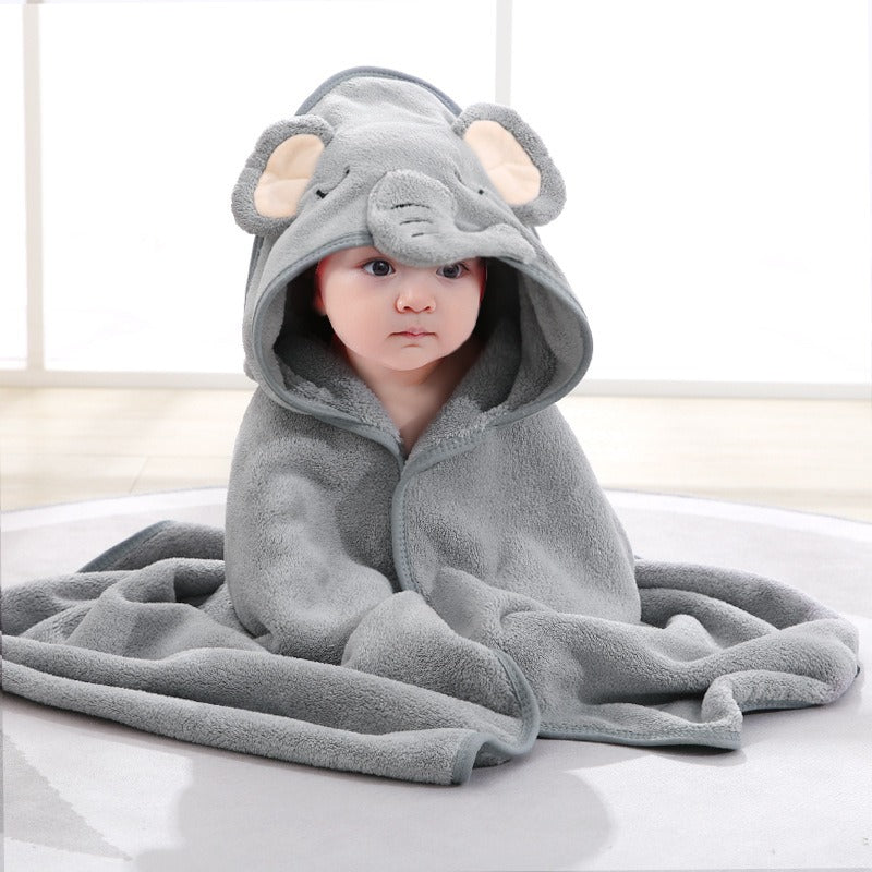 wholesale child baby cartoon animal face elephant hooded towel newborn