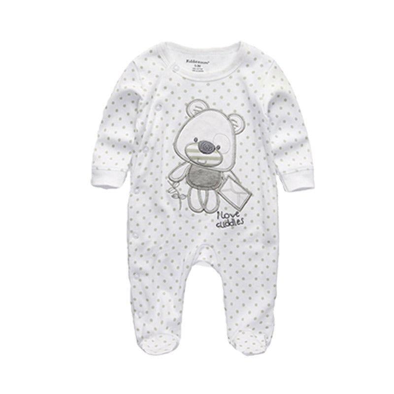 Newborn pure cotton double button crawling clothes baby jumpsuit children's clothing