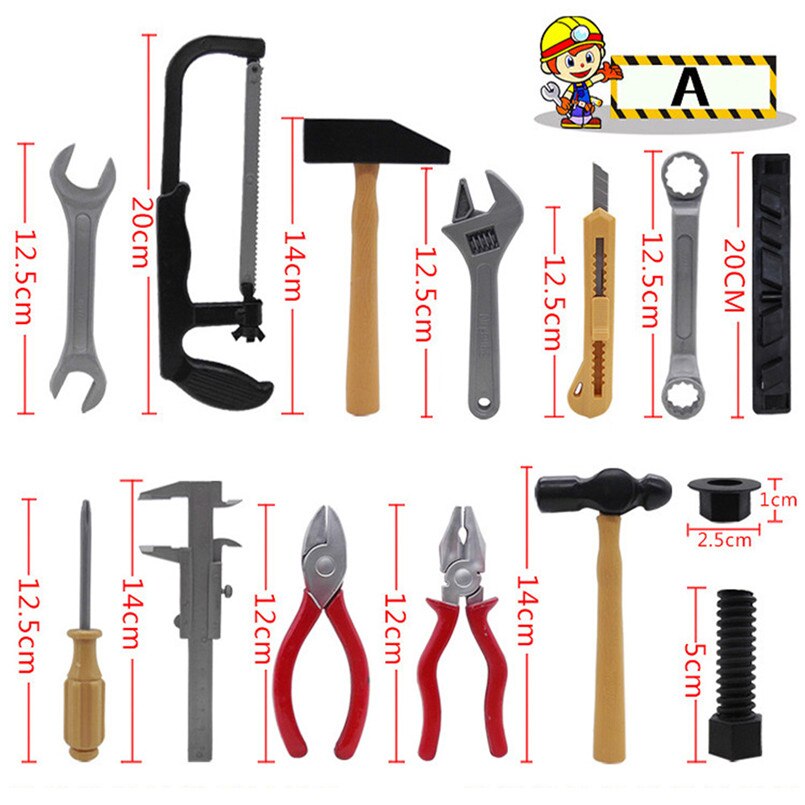 14Pcs/set Repair Drill Tools Toys For Boys Pretend Play Model DIY Tool Play House Garden Toy Kit Children Gifts