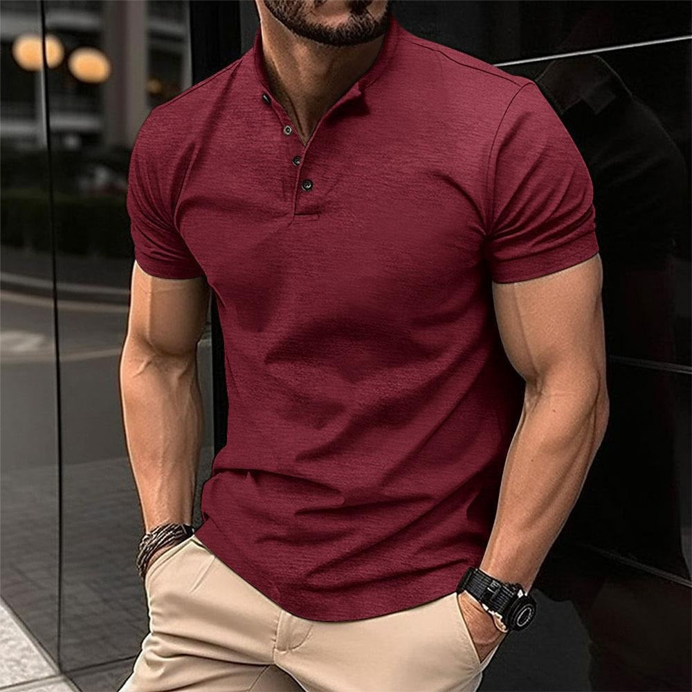 T-shirt men's buttoned Henry neck sports polo shirt