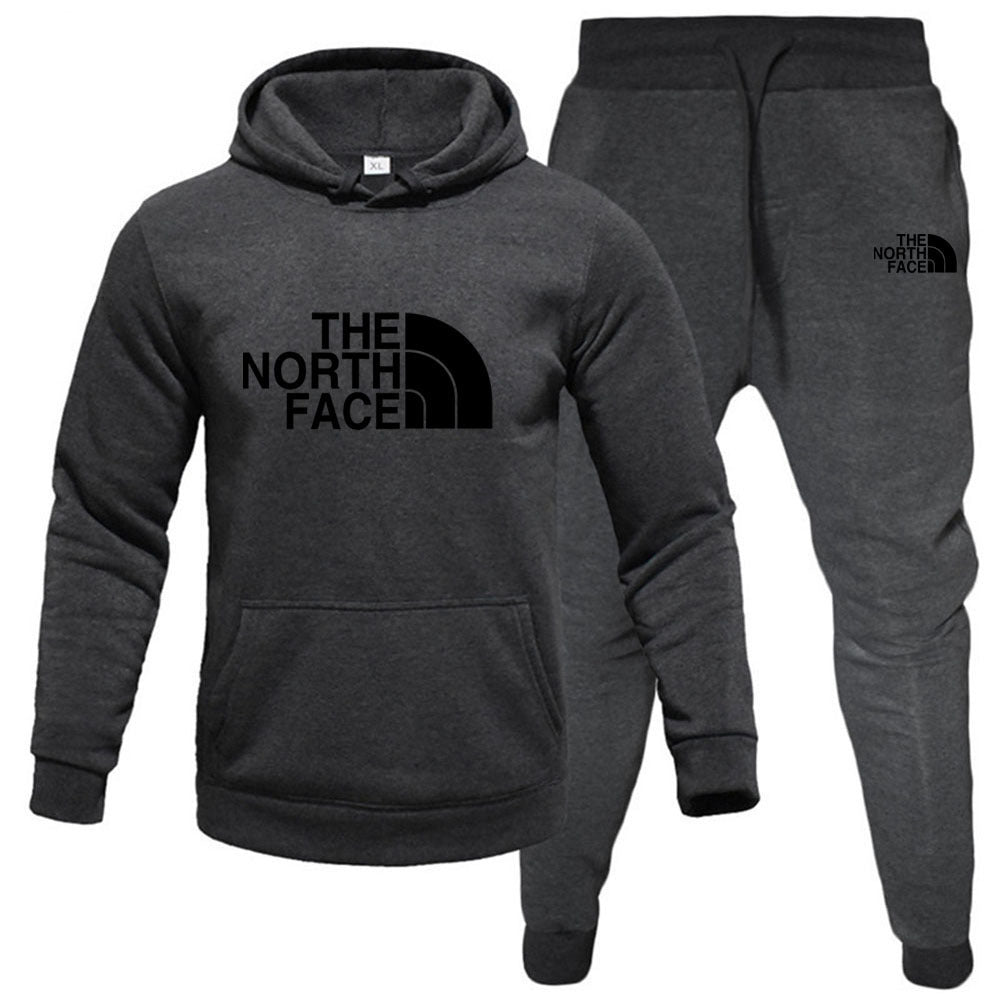 Men/womens The North Face pullover with fleece hoodie sweatshirt set printed casual sports set