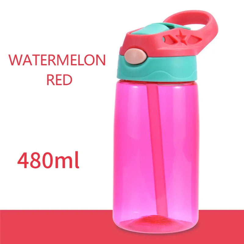 480ml Kids Water Bottle with Straw Lid And Handle